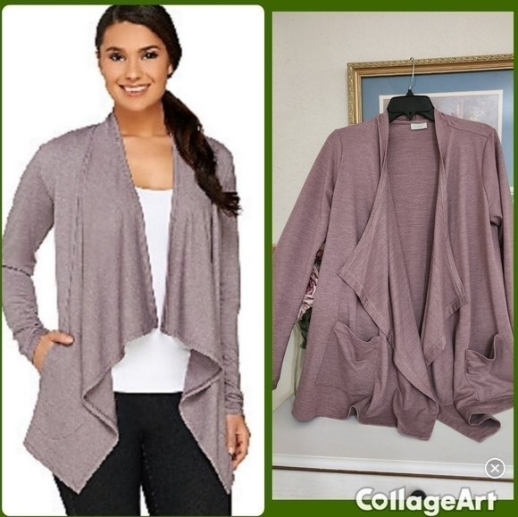 LOGO by Lori Goldstein Sweaters - lOGO Lounge open cardigan with pockets Business Casual Lagenlook career M